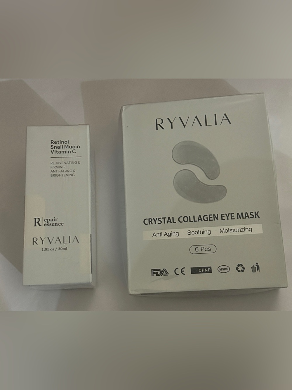 Ryvalia retinol snail mucin vitamin c + crystal collagen eye masks sealed